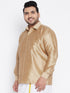 Men's Plus Size Rose Gold Silk Blend Ethnic Shirt