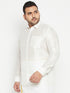 Men's Plus Size White Silk Blend Ethnic Shirt
