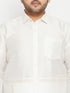 Men's Plus Size White Silk Blend Ethnic Shirt