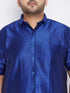 Men's Plus Size Blue Silk Blend Ethnic Shirt