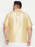 Men's Plus Size Gold Silk Blend Ethnic Shirt