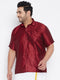 Men's Plus Size Maroon Silk Blend Ethnic Shirt