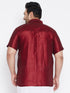 Men's Plus Size Maroon Silk Blend Ethnic Shirt