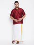 Men's Plus Size Maroon Silk Blend Ethnic Shirt