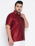 Men's Plus Size Maroon Silk Blend Ethnic Shirt