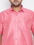 Men's Plus Size Pink Silk Blend Ethnic Shirt