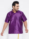Men's Plus Size Purple Silk Blend Ethnic Shirt