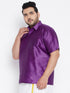 Men's Plus Size Purple Silk Blend Ethnic Shirt