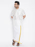 Men's Plus Size White Silk Blend Ethnic Shirt