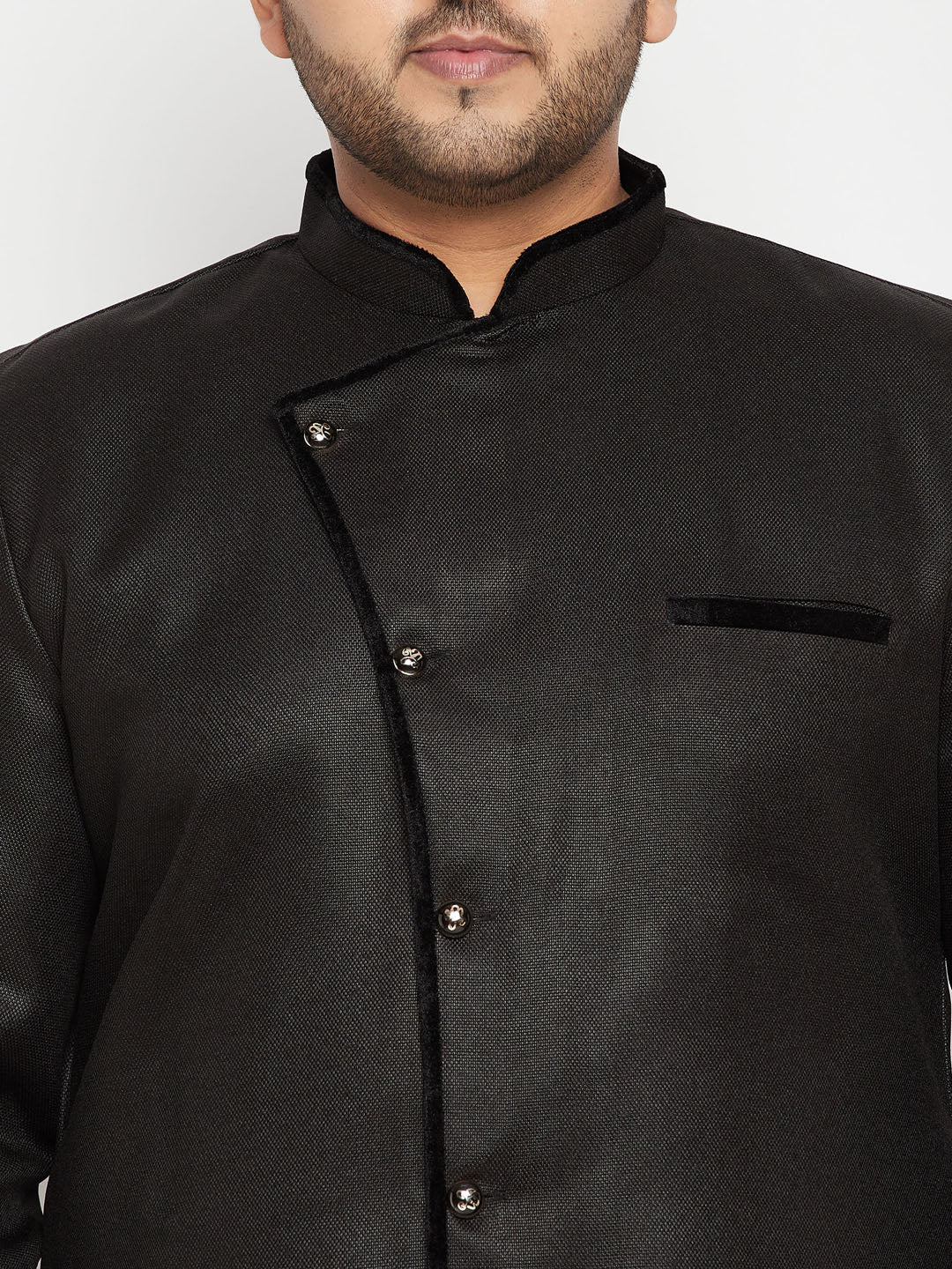 Men's Plus Size Black Sherwani Set