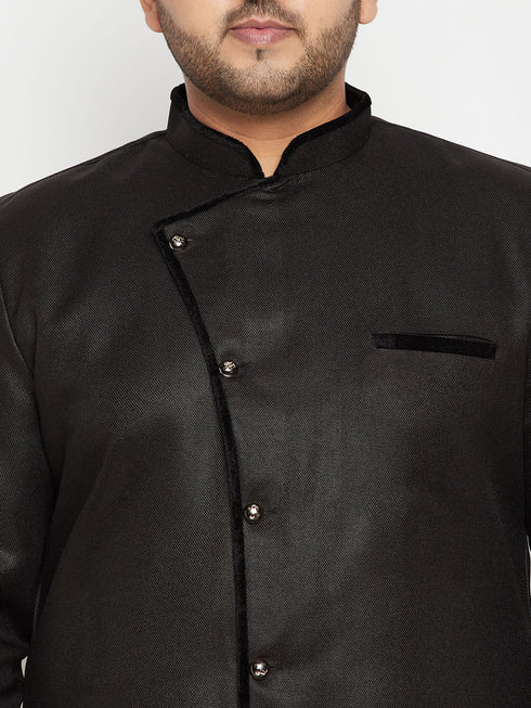 Men's Plus Size Black Sherwani Set