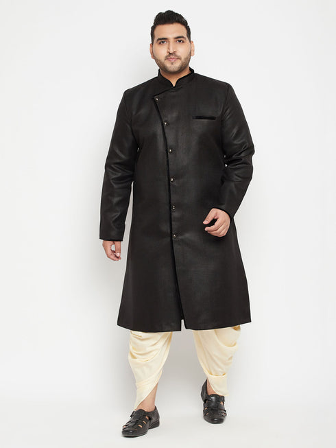 Men's Plus Size Black Sherwani Set