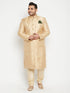 Men's Plus Size Golden Brocade Sherwani Set