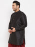 Men's Plus Size Black Silk Blend Curved Kurta