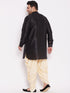 Men's Plus Size Black Silk Blend Curved Kurta Dhoti Set