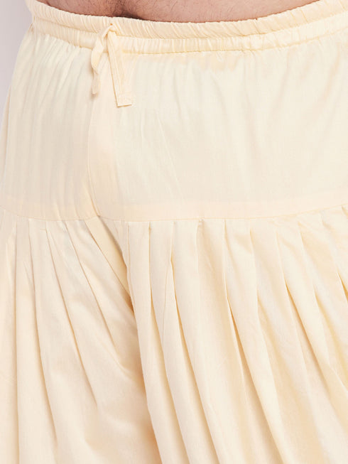 Men's Plus Size Black Silk Blend Curved Kurta Dhoti Set