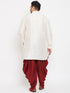 Men's Plus Size Cream Silk Blend Curved Kurta Dhoti Set