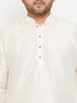 Men's Plus Size Cream Silk Blend Curved Kurta Dhoti Set