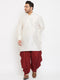 Men's Plus Size Cream Silk Blend Curved Kurta Dhoti Set