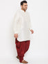 Men's Plus Size Cream Silk Blend Curved Kurta Dhoti Set