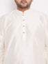 Men's Plus Size Cream Silk Blend Curved Kurta Dhoti Set