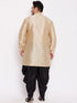 Men's Plus Size Golden Silk Blend Curved Kurta Dhoti Set