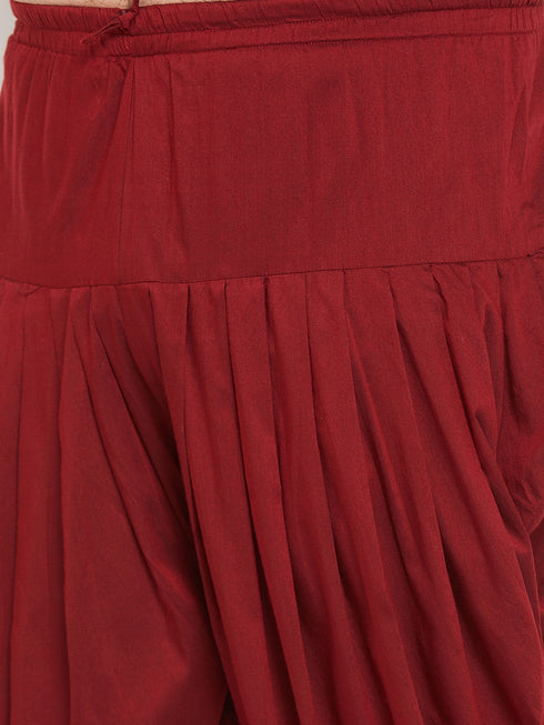 Men's Plus Size Golden Silk Blend Curved Kurta Dhoti Set