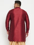 Men's Plus Size Maroon Silk Blend Curved Kurta