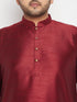 Men's Plus Size Maroon Silk Blend Curved Kurta