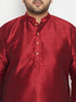 Men's Plus Size Maroon Silk Blend Curved Kurta Dhoti Set