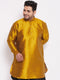 Men's Plus Size Mustard Silk Blend Curved Kurta