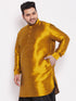 Men's Plus Size Mustard Silk Blend Curved Kurta