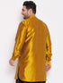 Men's Plus Size Mustard Silk Blend Curved Kurta