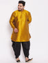 Men's Plus Size Mustard Silk Blend Curved Kurta Dhoti Set