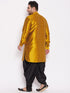 Men's Plus Size Mustard Silk Blend Curved Kurta Dhoti Set