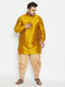 Men's Plus Size Mustard Silk Blend Curved Kurta Dhoti Set