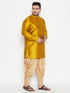 Men's Plus Size Mustard Silk Blend Curved Kurta Dhoti Set