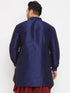 Men's Plus Size Navy Blue Silk Blend Curved Kurta