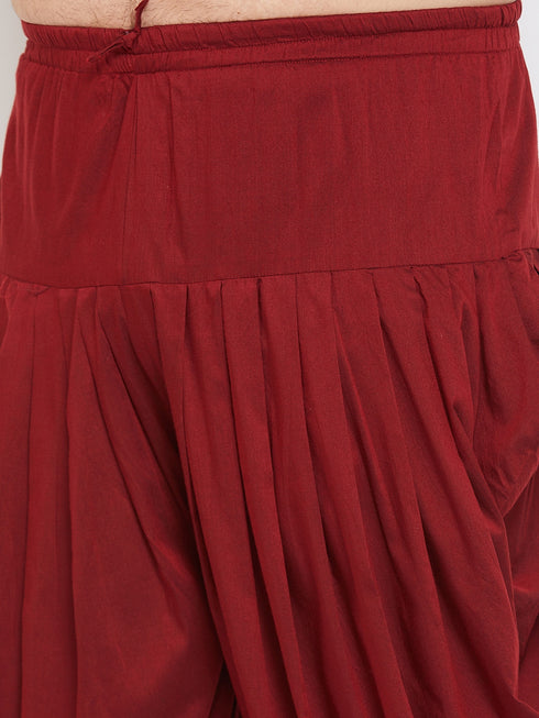 Men's Plus Size Navy Blue Silk Blend Curved Kurta Dhoti Set