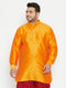 Men's Plus Size Orange Silk Blend Curved Kurta