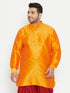 Men's Plus Size Orange Silk Blend Curved Kurta