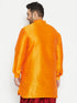 Men's Plus Size Orange Silk Blend Curved Kurta