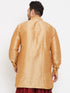 Men's Plus Size Rose Gold Silk Blend Curved Kurta