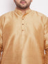Men's Plus Size Rose Gold Silk Blend Curved Kurta Dhoti Set