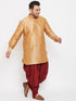 Men's Plus Size Rose Gold Silk Blend Curved Kurta Dhoti Set