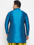 Men's Plus Size Turquoise Silk Blend Curved Kurta