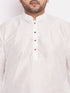 Men's Plus Size White Silk Blend Curved Kurta Dhoti Set