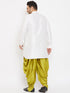 Men's Plus Size White Silk Blend Curved Kurta Dhoti Set