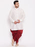 Men's Plus Size White Silk Blend Curved Kurta Dhoti Set
