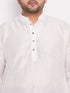 Men's Plus Size White Silk Blend Curved Kurta Dhoti Set